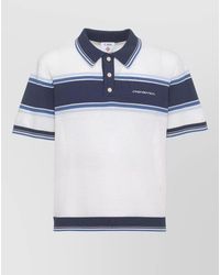 CASABLANCA - Striped Cotton Polo Shirt Short Sleeves Ribbed Trims - Lyst
