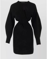 McQueen - Wool Cashmere Cutout Draped Mini Dress - Lyst