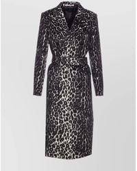 Tagliatore - Long Leopard Print Coat With Belted Waist - Lyst