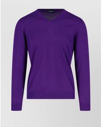 Drumohr - Ribbed V-Neck Sweater With Long Sleeves - Lyst