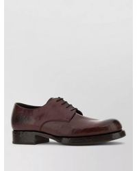 Prada - Leather Lace Up Derby Shoes Round Toe - Lyst