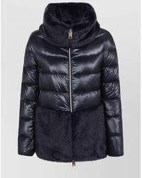 Herno - Hooded Nylon Cape With Faux Fur Trim - Lyst