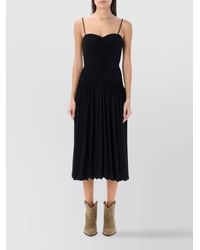 Isabel Marant - Sweetheart Neckline Spaghetti Strap Drop Waist Pleated Midi Dress - Lyst