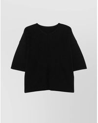 Homme Plissé Issey Miyake - Pleated V-Neck T-Shirt Ribbed Texture - Lyst
