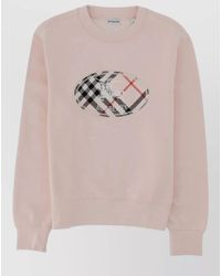 Burberry - Checked Crew Neck Top Long Sleeves - Lyst