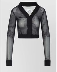 MM6 by Maison Martin Margiela - Long Sleeves V-Neck Top - Lyst