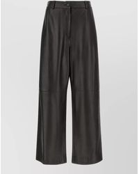 P.A.R.O.S.H. - Lamb Leather High-Rise Wide-Leg Trousers - Lyst