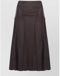 Fendi - Silk Checked Midi A-Line Skirt - Lyst