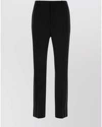 Saint Laurent - Straight Leg Wool Trousers With Belt Loops And Back Pockets - Lyst