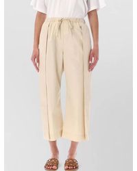 Loewe - Cropped Elastic Waist Cotton Poplin Trousers - Lyst