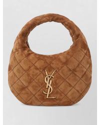 Saint Laurent - Suede Quilted Shoulder Bag Top Handle - Lyst