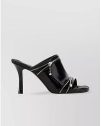 Burberry - Leather Peep-Toe Mules - Lyst