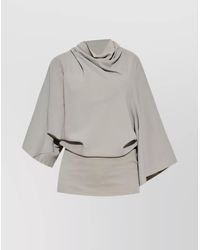 Rick Owens - Draped Cowl Neck Three Quarter Sleeve Knitted Top - Lyst