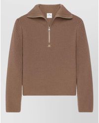 Courreges - Ribbed Merino Wool Half-Zip Funnel-Neck Sweater - Lyst