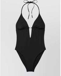 Tory Burch - Gathered Halterneck One-Piece Swimsuit - Lyst