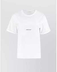 Saint Laurent - Cotton Logo Print Crew-Neck T-Shirt - Lyst
