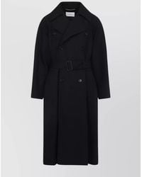 Saint Laurent - Wool Double-Breasted Long Trench Coat - Lyst