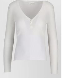 P.A.R.O.S.H. - Ribbed Top Button Detail Long Sleeves V Neckline - Lyst