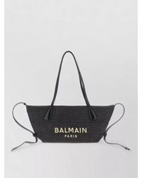 Balmain - Small Track Shoulder Bag Raffia Calfskin - Lyst