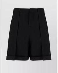 Balmain - Virgin Wool Pleated Tailored Bermuda Shorts - Lyst