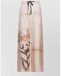 Pierre Louis Mascia - Silk Trousers Floral Print Wide Leg - Lyst