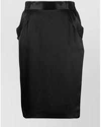 Saint Laurent - Silk Satin Crepe Pencil Skirt - Lyst