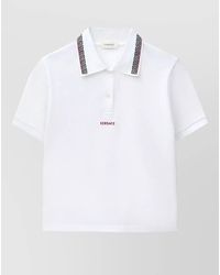 Versace - Cotton Piqué Logo-Embroidered Polo Shirt - Lyst