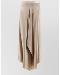 Alysi - Asymmetrical Satin Midi Skirt Flared Silhouette - Lyst