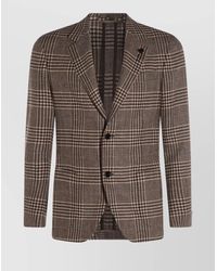Lardini - Checked Pattern Single-Breasted Blazer With Front Pockets - Lyst