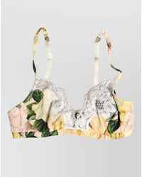 Dolce & Gabbana - Silk Floral Print Soft Cup Bra - Lyst