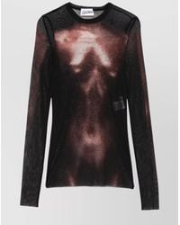 Jean Paul Gaultier - Printed Mesh Long-Sleeve Crew-Neck Top - Lyst