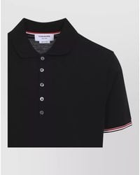 Thom Browne - Striped Short-Sleeve Cotton Polo Shirt - Lyst
