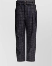 Burberry - Checked Cotton Tailored Trousers - Lyst