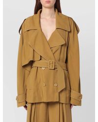 ANDAMANE - Double-Breasted Overcoat With Belted Epaulettes - Lyst