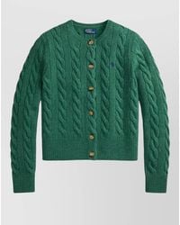Polo Ralph Lauren - Cable Knit Cardigan Sweater Ribbed Trims - Lyst