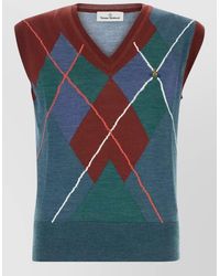 Vivienne Westwood - Wool Blend Argyle Vest Ribbed Hem - Lyst