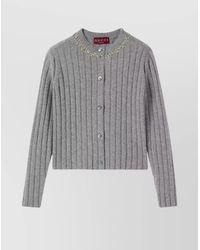 Gucci - Ribbed Wool Cashmere Long-Sleeve Open Cardigan - Lyst