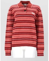 Paul Smith - Polo Collar Striped Knit Top - Lyst