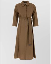 Max Mara - Poplin Shirt Dress Waist Belt Sleeves Length - Lyst