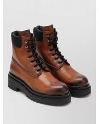 Prada - Leather Lace-Up Ankle Boots - Lyst