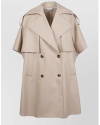 Max Mara - Cape Overlay Coat Double Breasted Epaulettes Lapels - Lyst