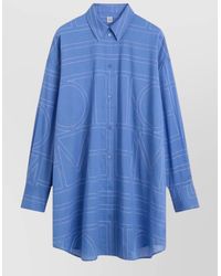 TOTEME - Oversized Cotton Blend Shirt Geometric Pattern - Lyst