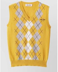 Miu Miu - Argyle Intarsia Cashmere Vest - Lyst