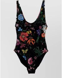 Gucci - Floral-Print Sleeveless Scoop-Neck Swimsuit - Lyst