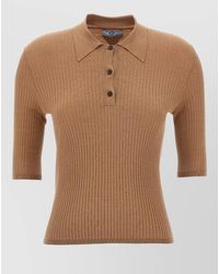 Prada - Cotton Knit Polo Shirt Short Sleeves - Lyst