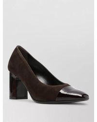 CAREL PARIS - Suede Patent-Leather Cap-Toe Block-Heel Pumps - Lyst