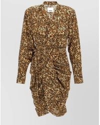 Isabel Marant - Silk Leopard-Print Draped Wrap Mini Dress - Lyst