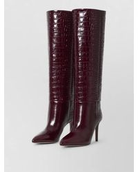 Paris Texas - Leather Croc Embossed Knee High Stiletto Boots - Lyst