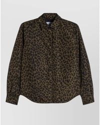 Aspesi - Long Sleeve Collared Animal Print Shirt - Lyst