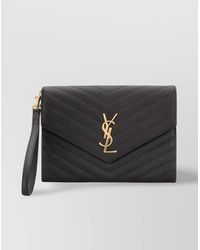 Saint Laurent - Cassandre Leather Clutch Bag - Lyst